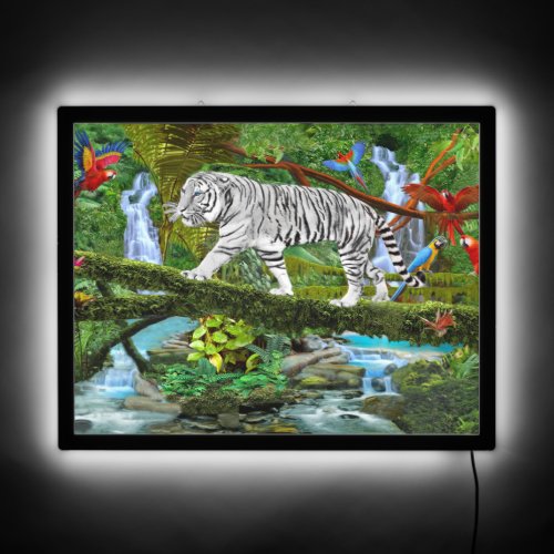 WHITE TIGER OF THE MYSTICAL JUNGLE LED SIGN