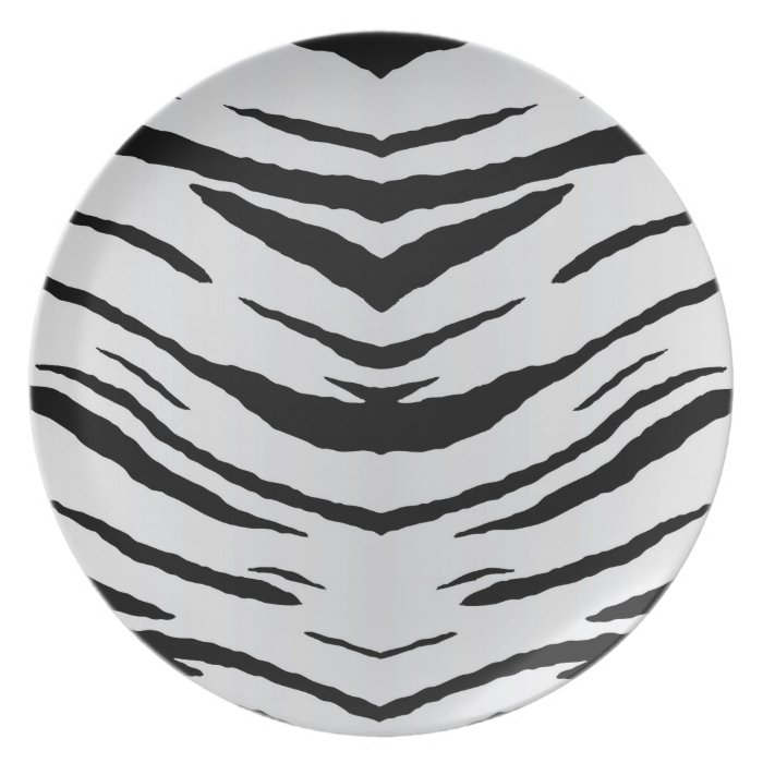 White Tiger or Zebra Striped Party Plates