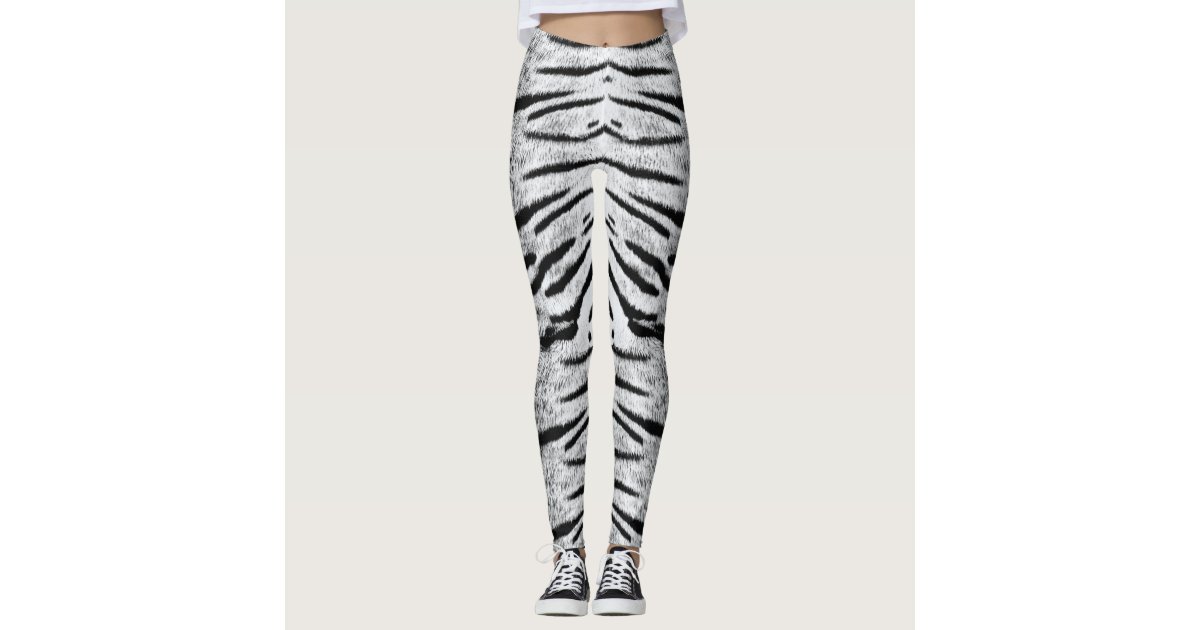White tiger pattern leggings