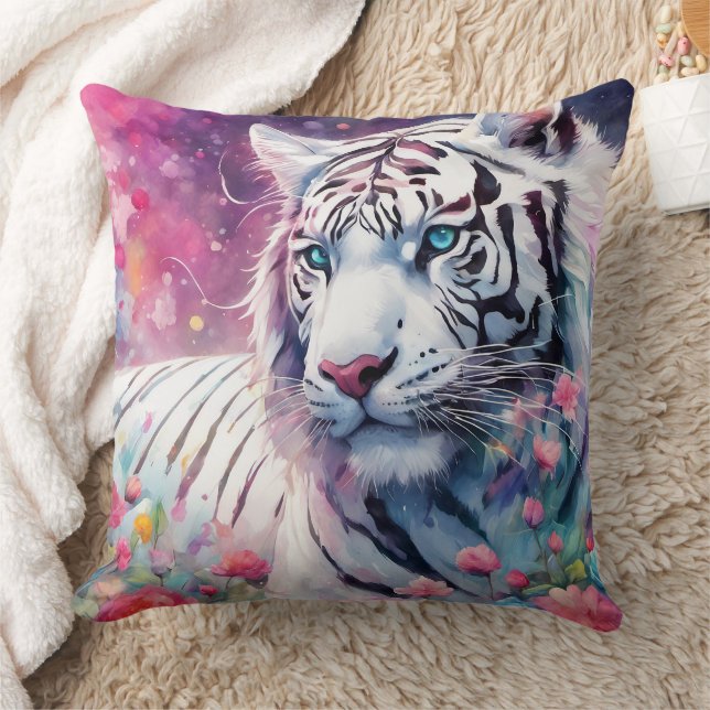 White Tiger -Pillow Throw Pillow (Blanket)