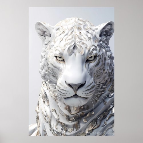 White Tiger Poster _ Silver and Diamond