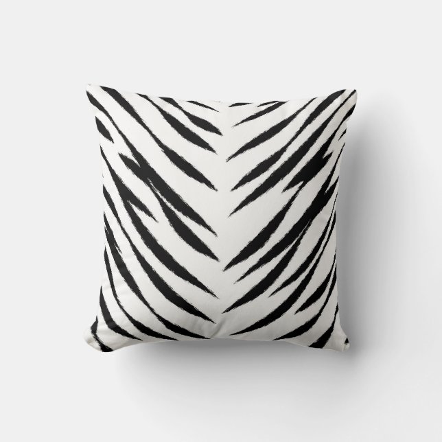 White Tiger Print Throw Pillow (Front)