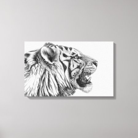White Tiger Profile By Svetlana Ledneva-schukina Canvas Print