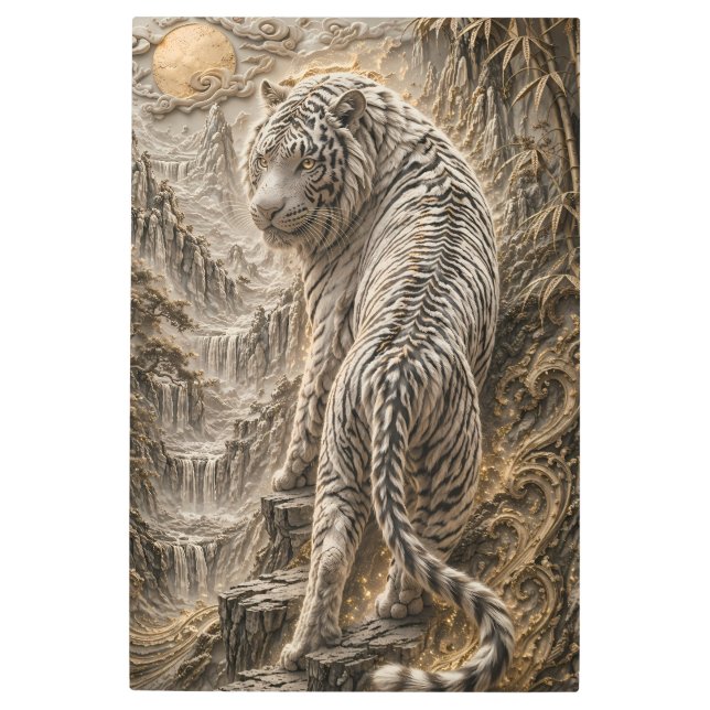 White Tiger Relief Art – Oriental Engraved Style M (Front)