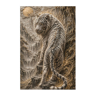 White Tiger Relief Art – Oriental Engraved Style M