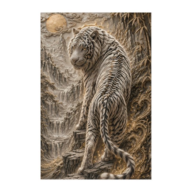 White Tiger Relief Art – Oriental Engraved Style M (Front)