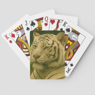 White Tiger Resting in Woodland Shade Poker Cards