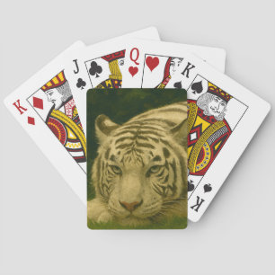 White Tiger Resting in Woodland Shade Poker Cards