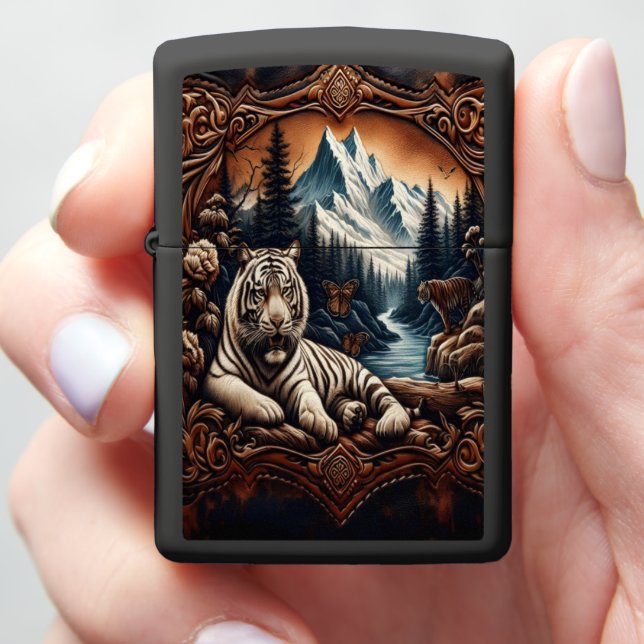 White Tiger Serenity Zippo Lighter (In Hand)