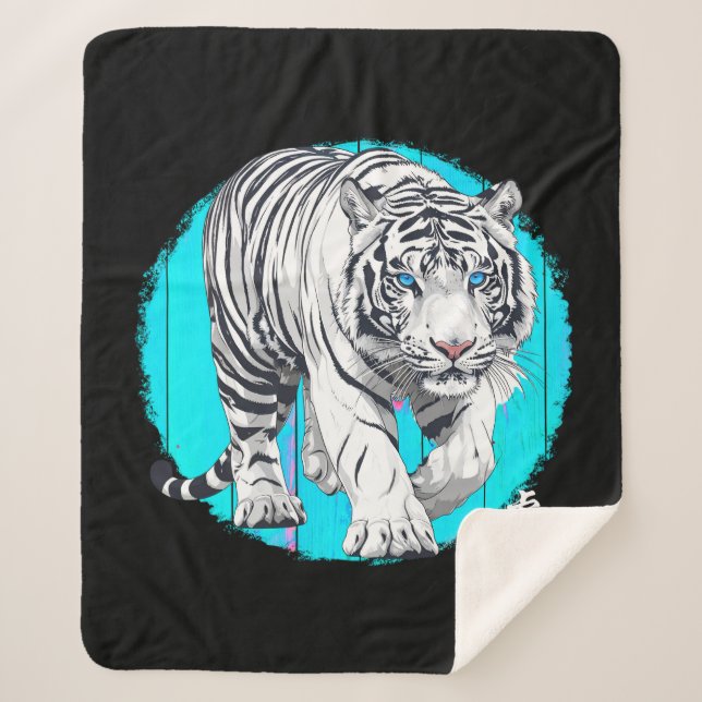 White Tiger Sherpa Blanket (Front)
