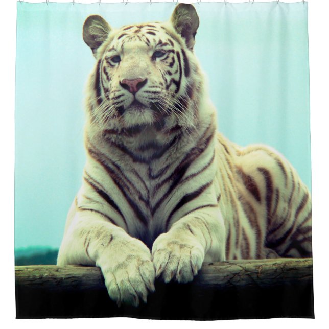 White Tiger Shower Curtain (Front)
