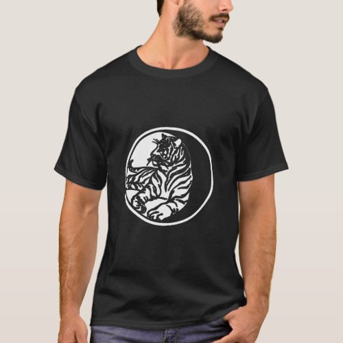 White Tiger Silhouette In Tribal Tattoo Style Vect T_Shirt