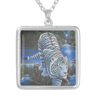 White Tiger Silver Plated Necklace