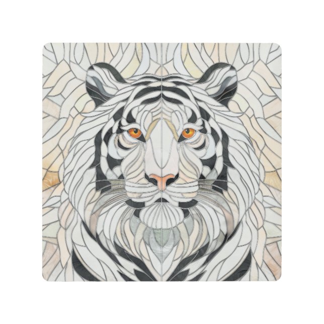 White tiger - Stained Glass Mosaic Digital Art (Front)