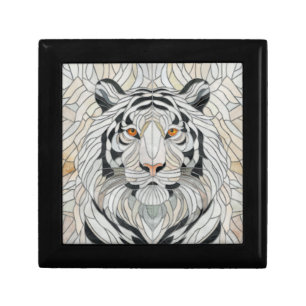 White tiger - Stained Glass Mosaic Digital Art Gift Box