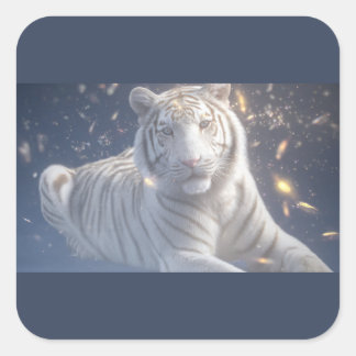 White Tiger Starlight Square Sticker