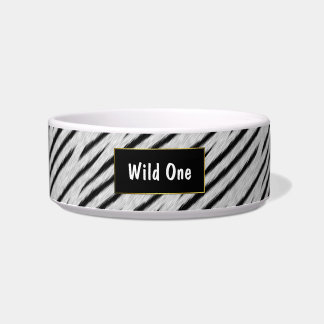 White Tiger Stripes Custom Cat Bowl