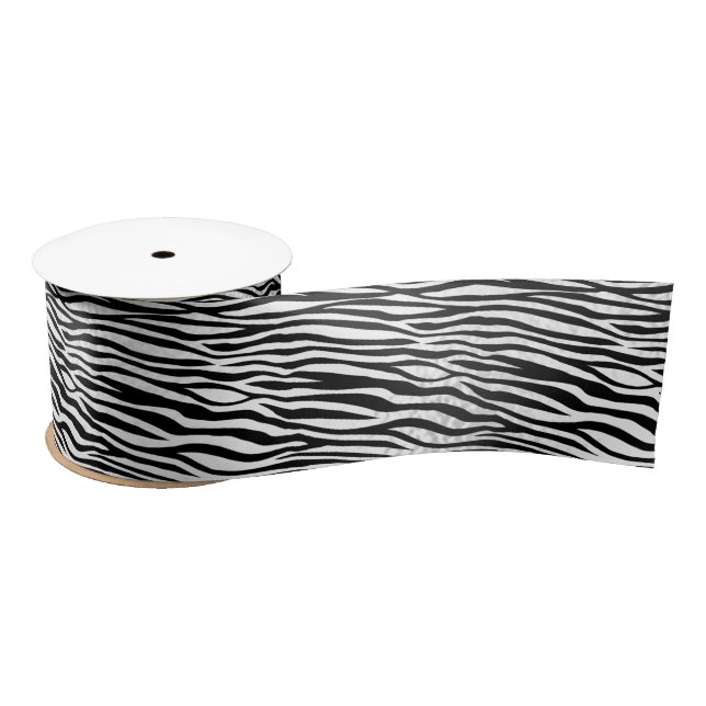 White Tiger Stripes Fur Exotic Pattern Satin Ribbon (Spool)