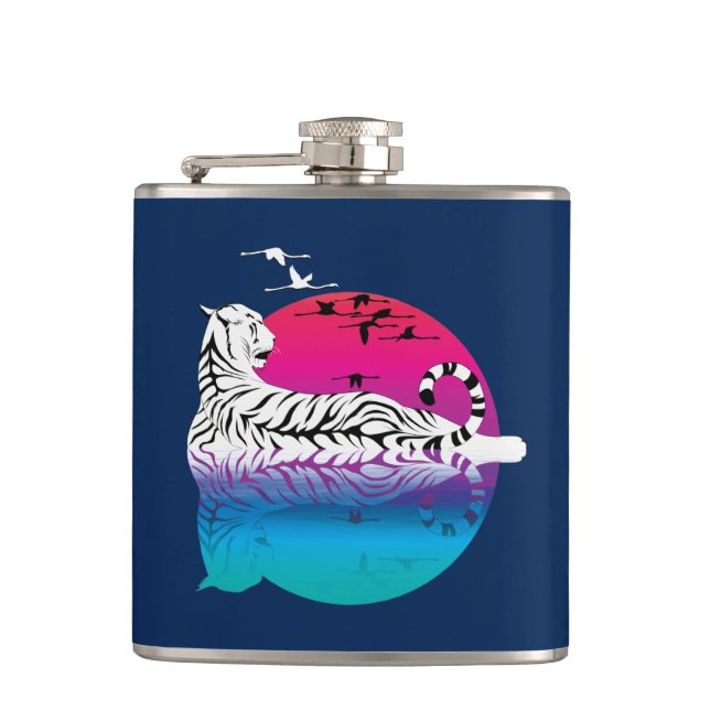  White Tiger Sunset Flask (Front)