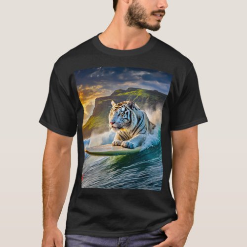 White Tiger Surfing 03 Design By Rich AMeN Gill T_Shirt