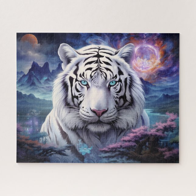 White Tiger Surreal Fantasy Art Jigsaw Puzzle (Horizontal)