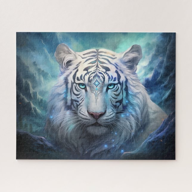 White Tiger Surreal Mystical Fantasy Art Jigsaw Puzzle (Horizontal)