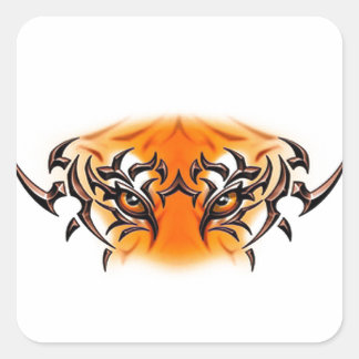 white-tiger-tattoo-color-eyes-face square sticker