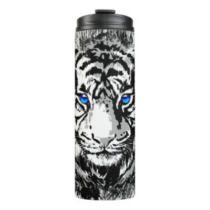 White Tiger Thermal Tumbler Colorful Tiger Face