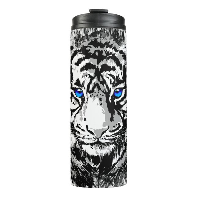 White Tiger Thermal Tumbler | Colorful Tiger Face (Front)