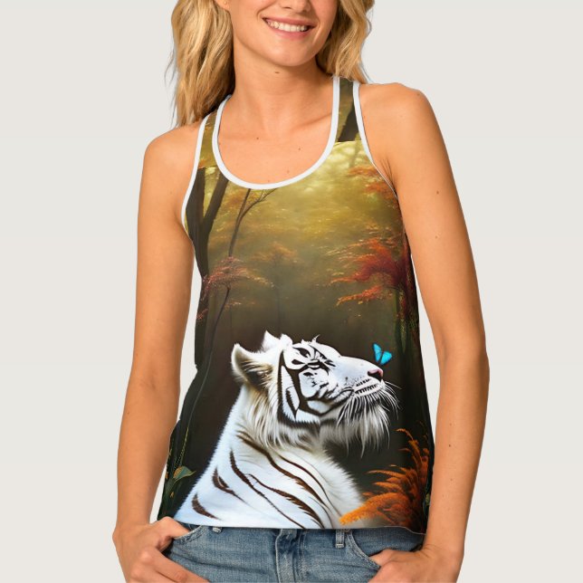 White Tiger Those Loving Moments, Ladies Singlet Tank Top (Front)