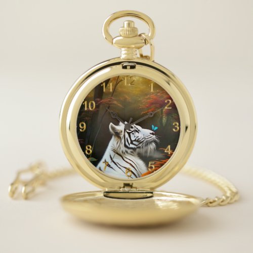 White Tiger Those Loving Moments Pocket Watch