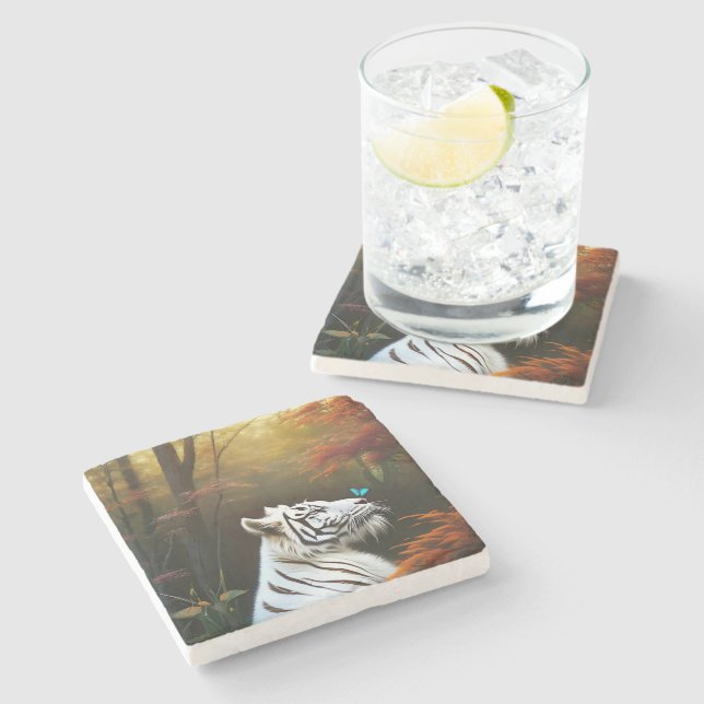 White Tiger Those Loving Moments, Stone Coaster (Side)