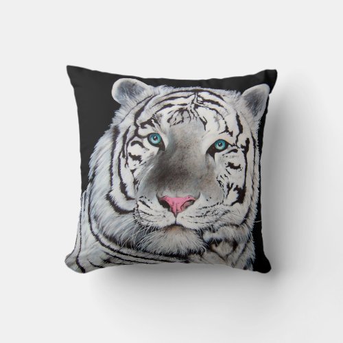 White Tiger Throw Pillow