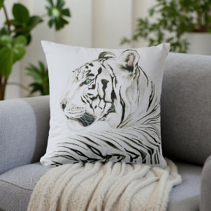 White Tiger Throw Pillow