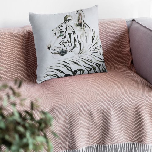 White Tiger Throw Pillow