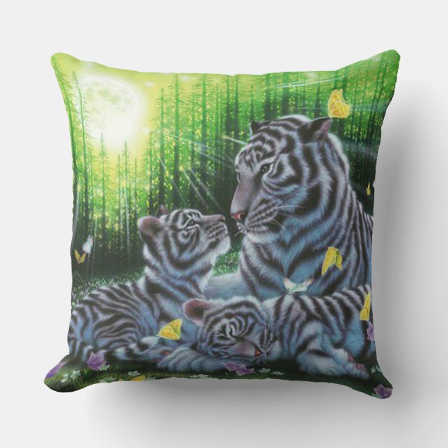 White Tiger Throw Pillow (Front)