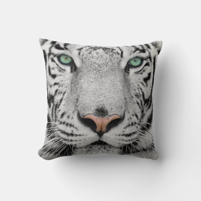 White Tiger Throw Pillow (Front)