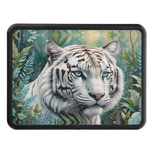 White Tiger Tiger in a Blue Green Jungle Hitch Cover