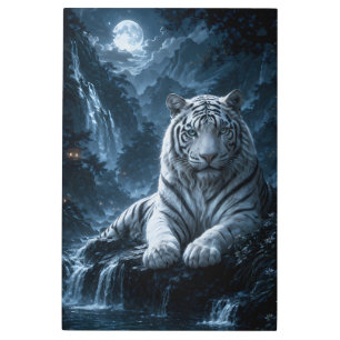 white tiger, tiger wall art, animal wall art, tige metal print