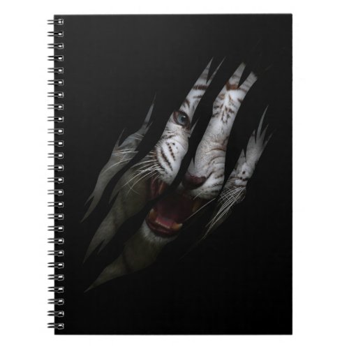 White Tiger Torn Claw Wild Safari Animal Cat Notebook