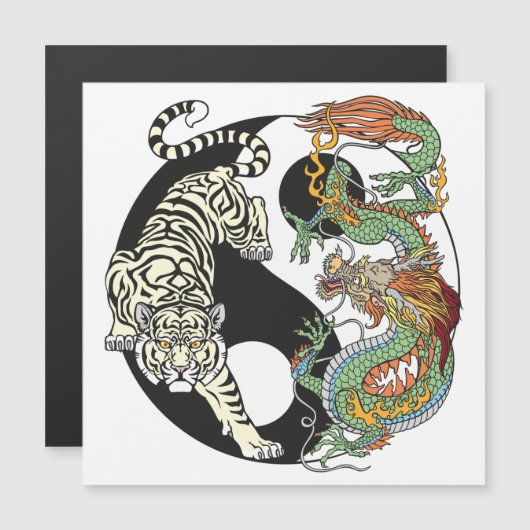 White tiger versus green dragon in the yin yang (Front/Back)