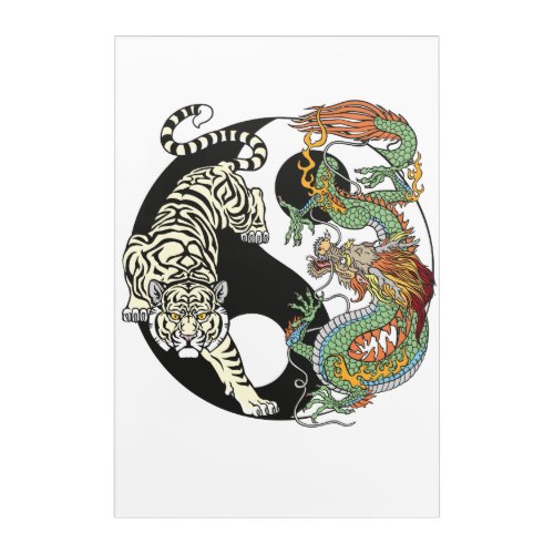 White tiger versus green dragon in the yin yang ac acrylic print