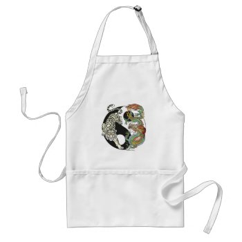 White Tiger Versus Green Dragon In The Yin Yang Adult Apron by insimalife at Zazzle