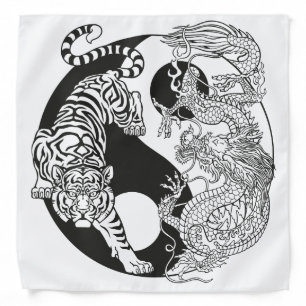 White tiger versus green dragon in the yin yang b bandana