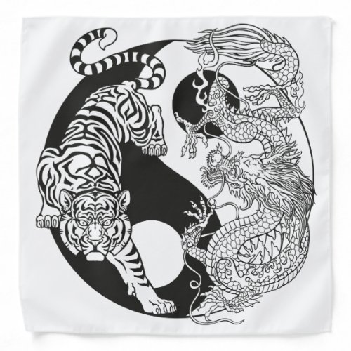 White tiger versus green dragon in the yin yang  b bandana