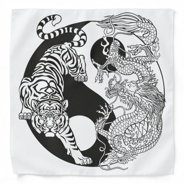White tiger versus green dragon in the yin yang  b bandana (Front)