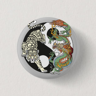 White tiger versus green dragon in the yin yang bu button