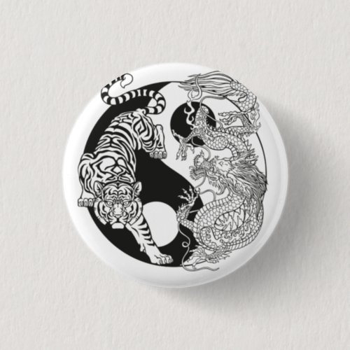 White tiger versus green dragon in the yin yang button