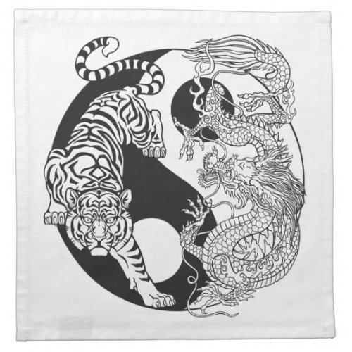 White tiger versus green dragon in the yin yang cl cloth napkin