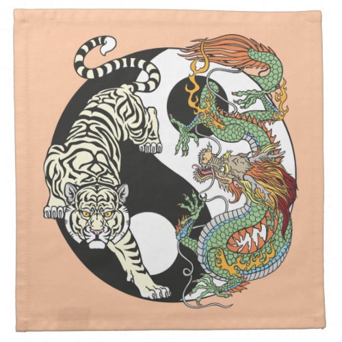 White tiger versus green dragon in the yin yang cl cloth napkin